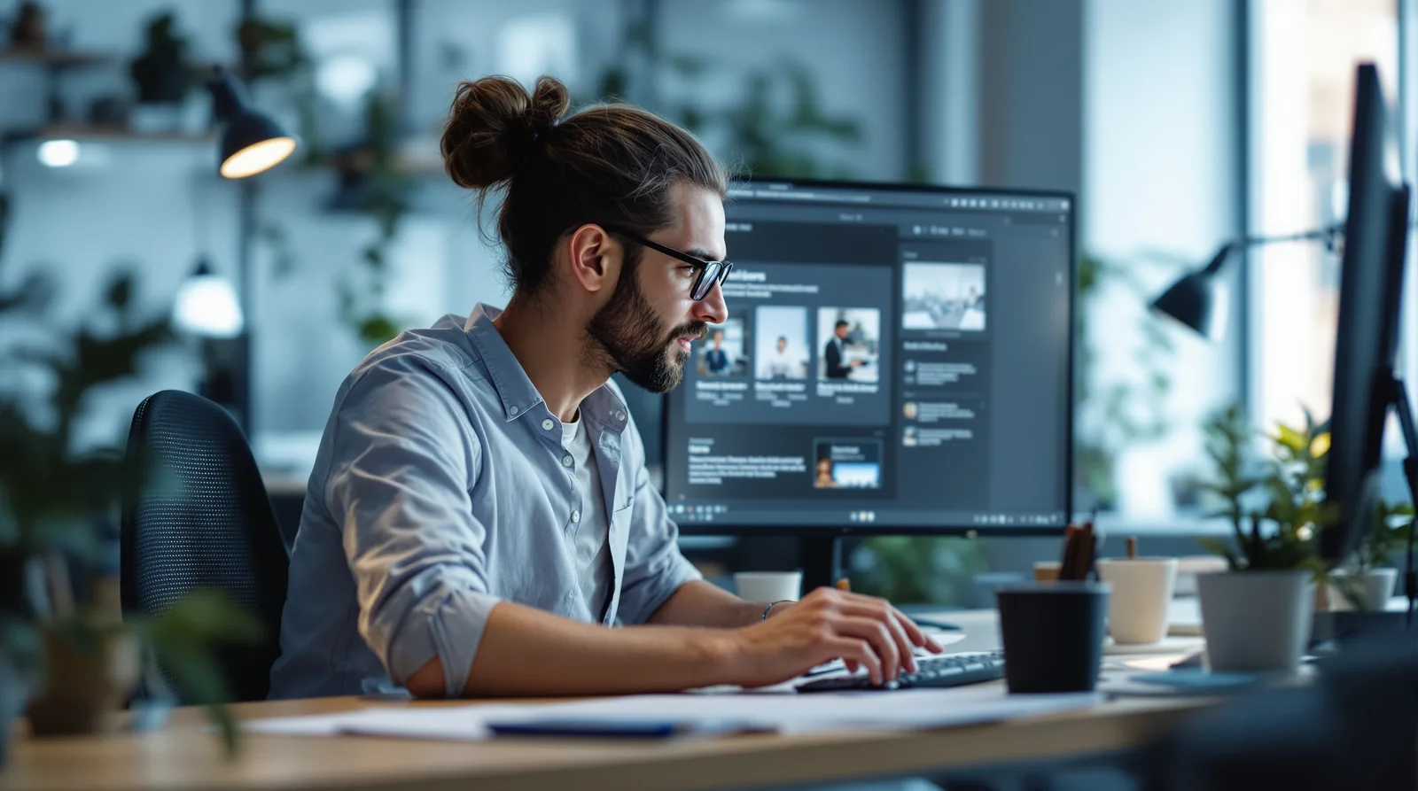 Web designer working on responsive website layouts